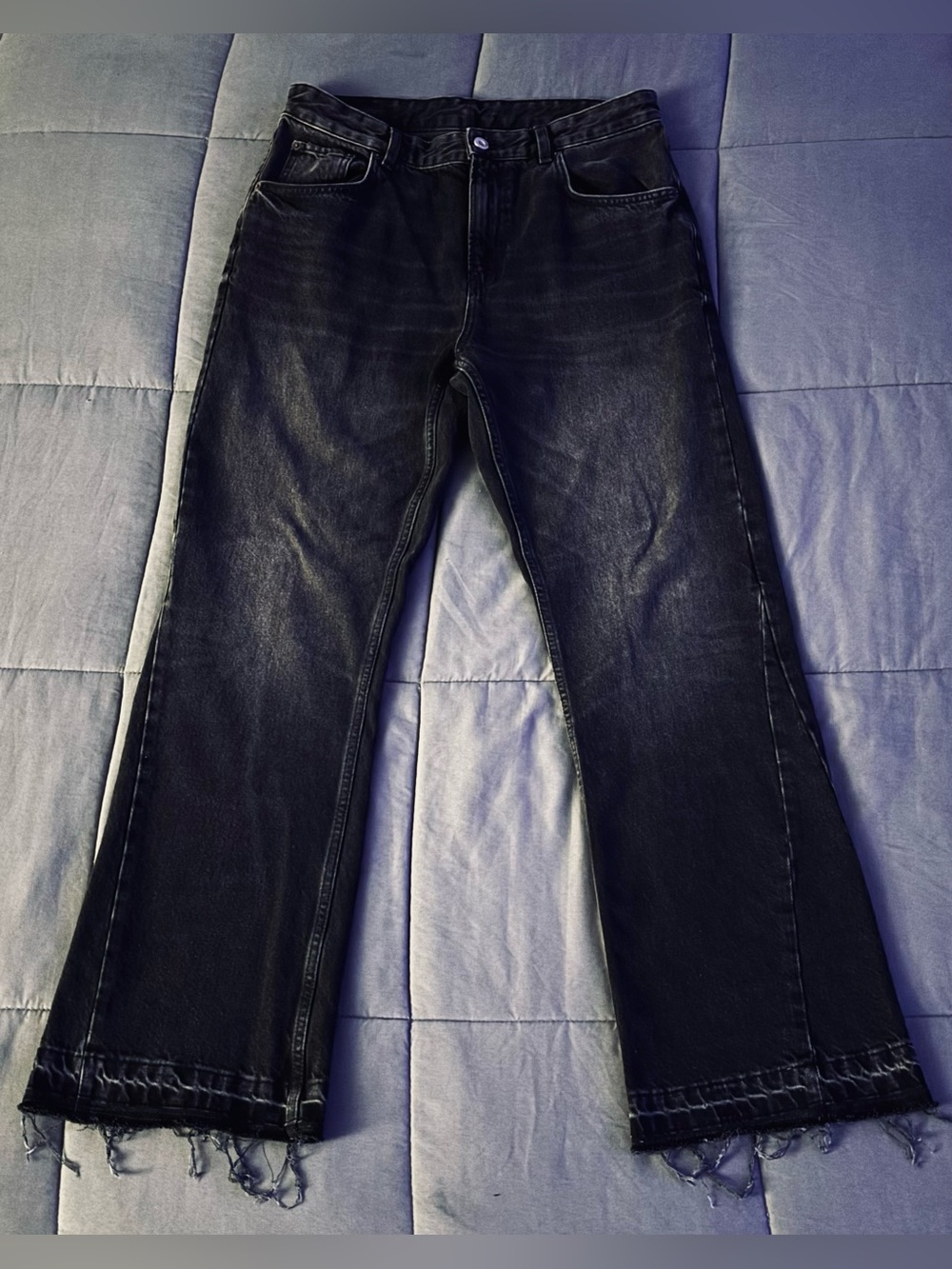 ZARA Washed Black Flared Jeans